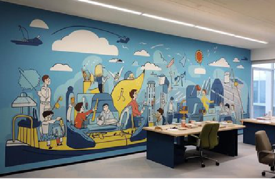 合江办公室墙绘的特点。